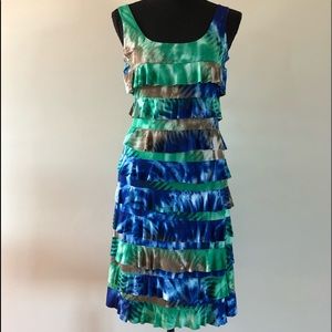 Women’s Tango Mango Sleeveless Colourful Layered Ruffle Midi sundress size XS